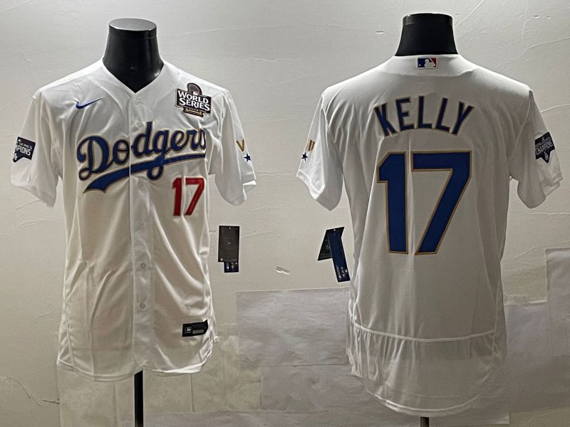 Men Los Angeles Dodgers #17 Kelly White Gold Elite 2025 Nike MLB Jersey style 8->los angeles dodgers->MLB Jersey
